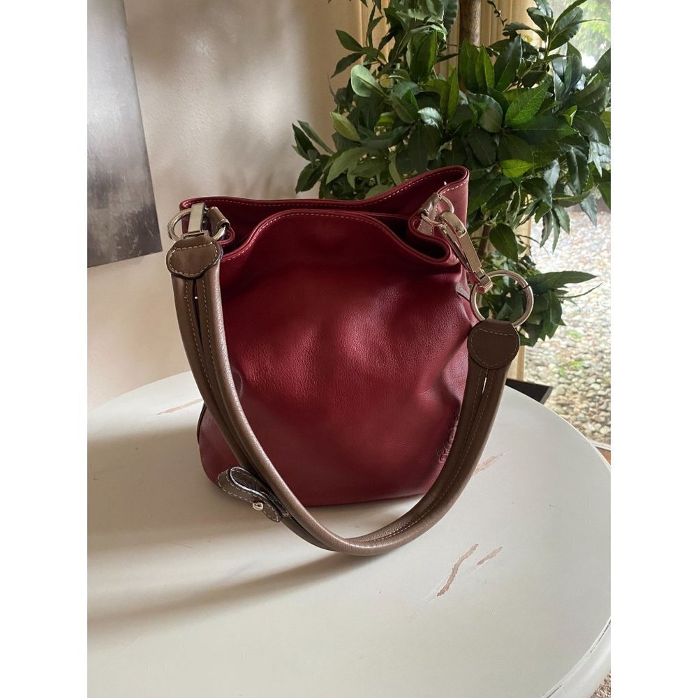 Allard Megeve Like New Made in Italy Carmine Red Bucket Style Leather Bag - Picture 2 of 16